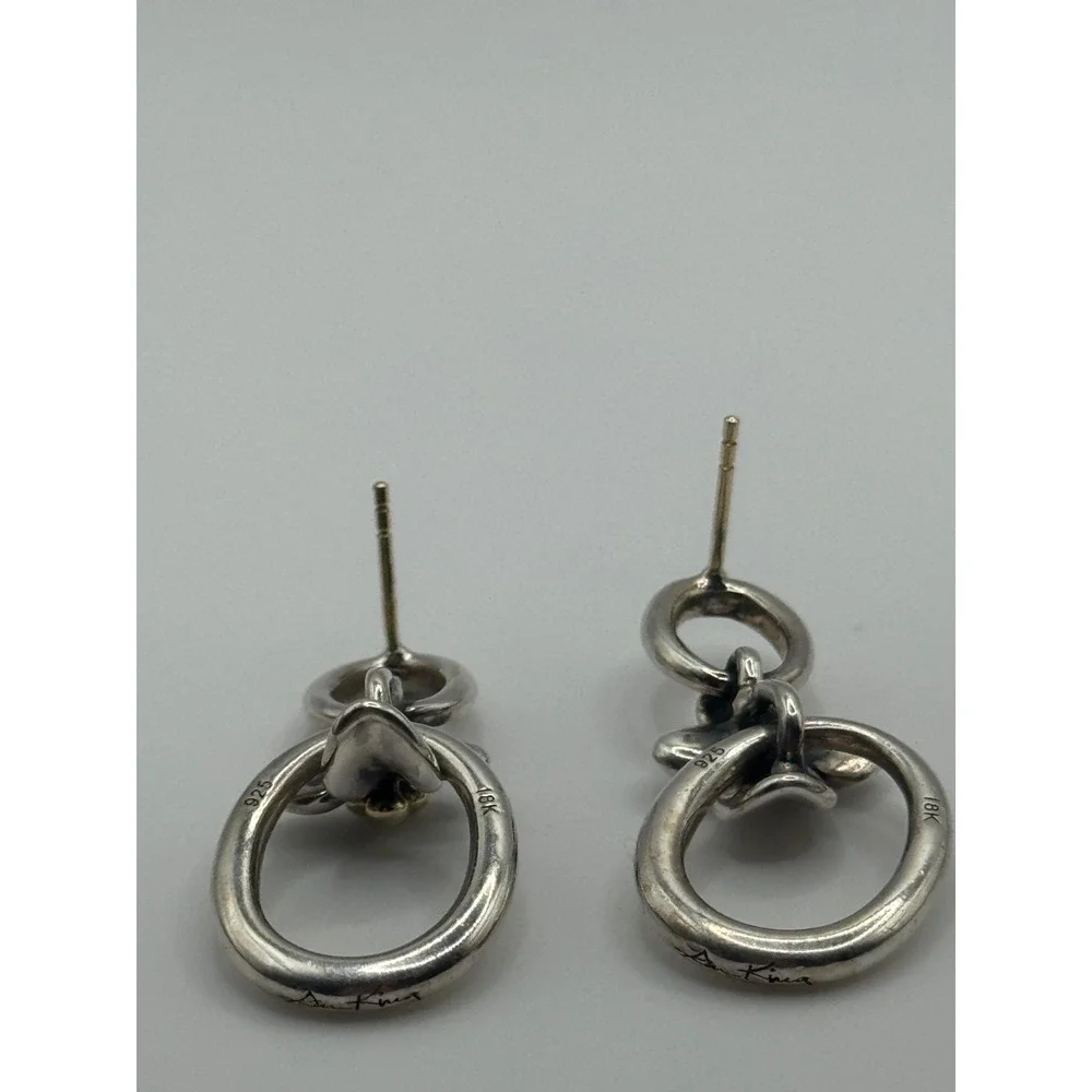 Ann King Sterling Silver 18K Accent Flower Floral Dangle Earrings